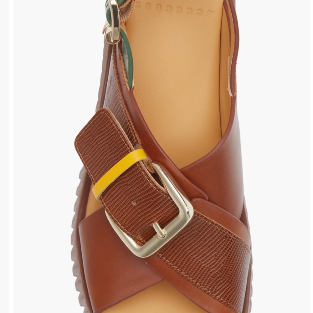 Plia Juno Stylish Brown and Yellow Sandals with Buckle - Picture 4 of 7
